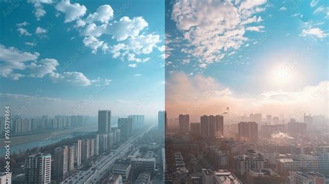 air pollution and clean sky comparison
