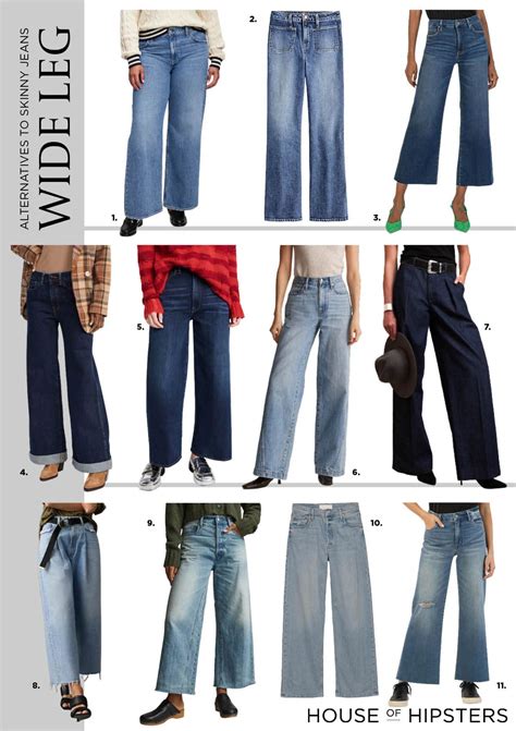 collection of popular US jeans styles