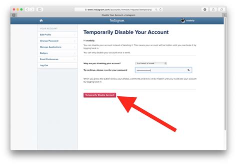 disable Instagram account
