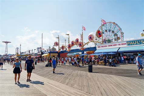 Coney Island attractions and boardwalk