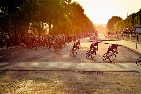 Tour de France cyclists on Champs-Élysées