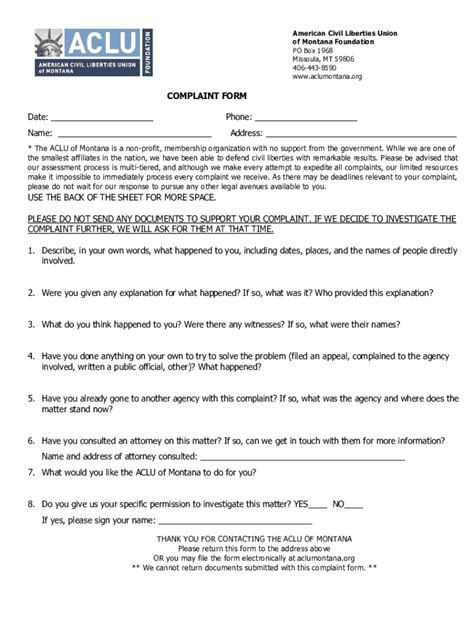 ACLU office contact form