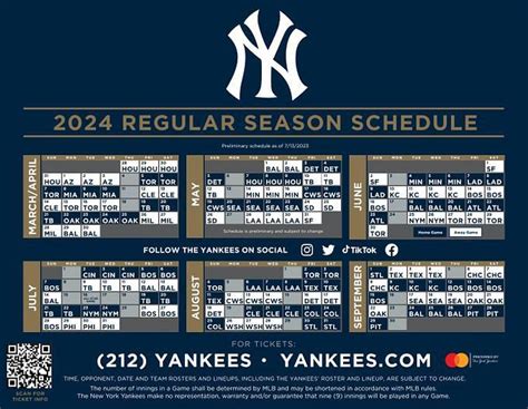 New York Yankees game schedule