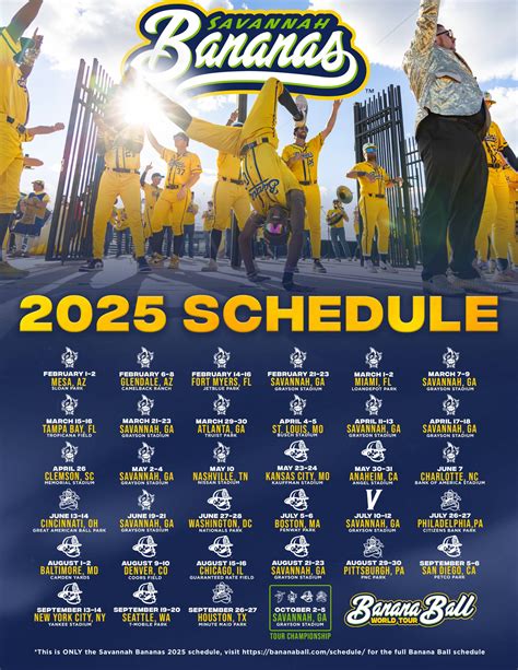 Savannah Bananas baseball schedule