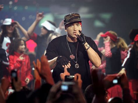Eminem rapping on stage