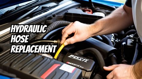 mechanic replacing hydraulic hose