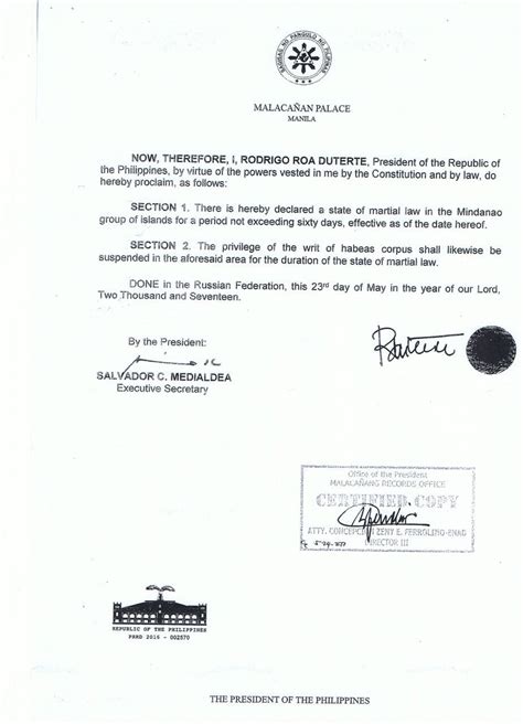 martial law legal documents