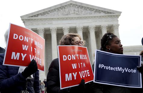 Supreme Court building and voting rights protest